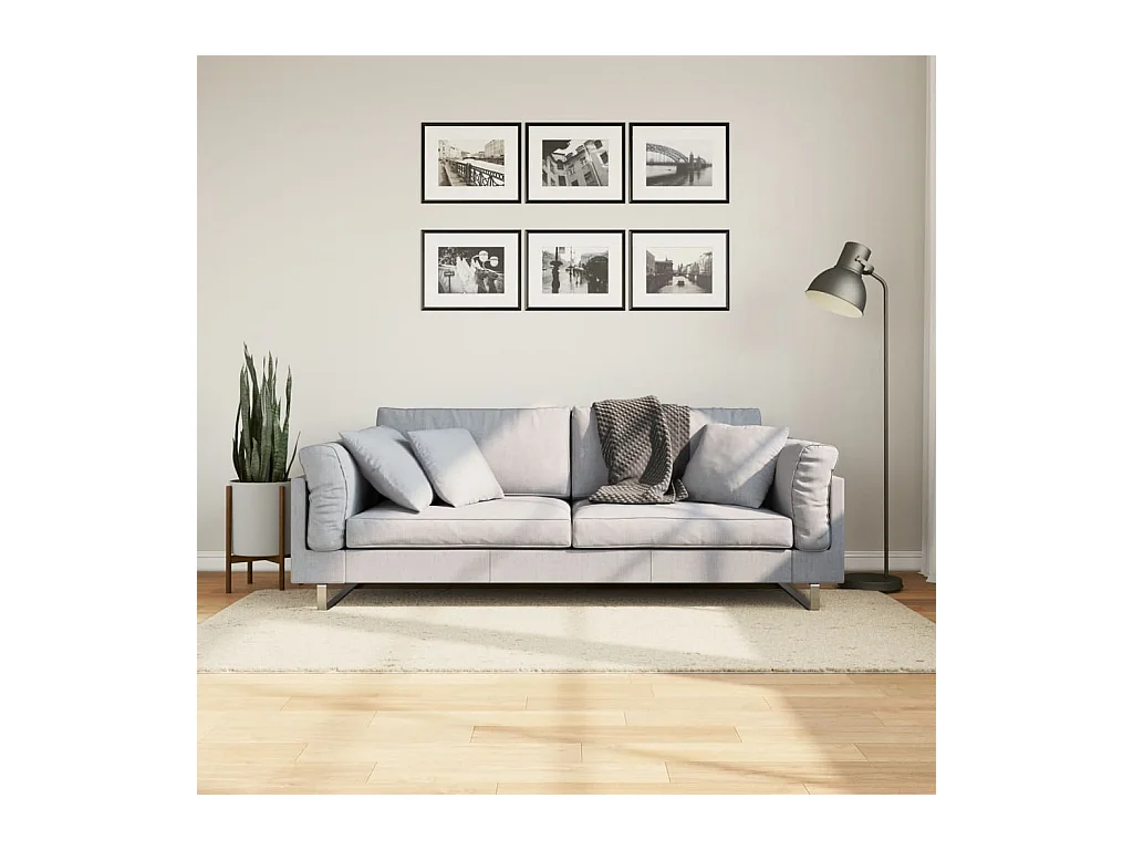 Tapis shaggy PAMPLONA poils longs moderne crème 80x150 cm