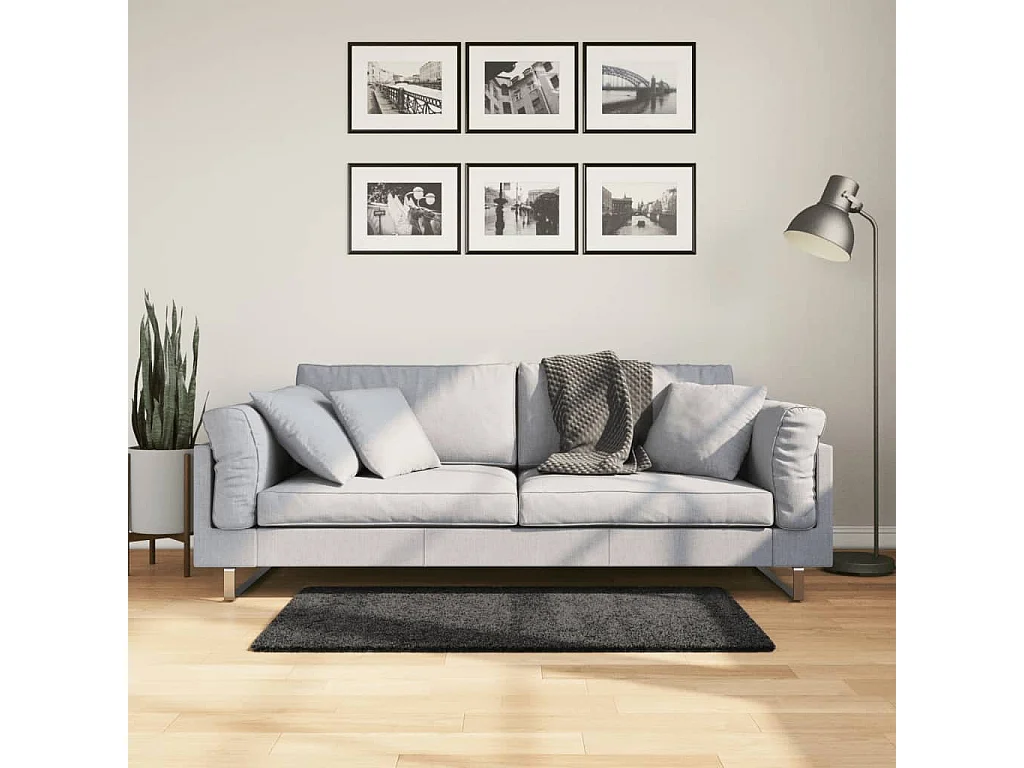 Alfombra peluda pelo largo moderna PAMPLONA antracita 60x110 cm