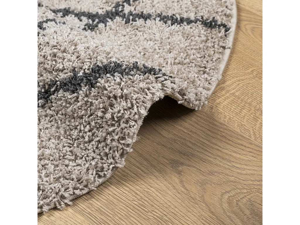 Alfombra de pelo largo moderna PAMPLONA beige antracita Ø100 cm