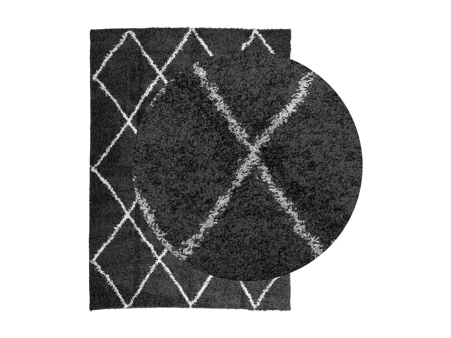 Tappeto Shaggy PAMPLONA a Pelo Lungo Nero e Crema 240x340 cm