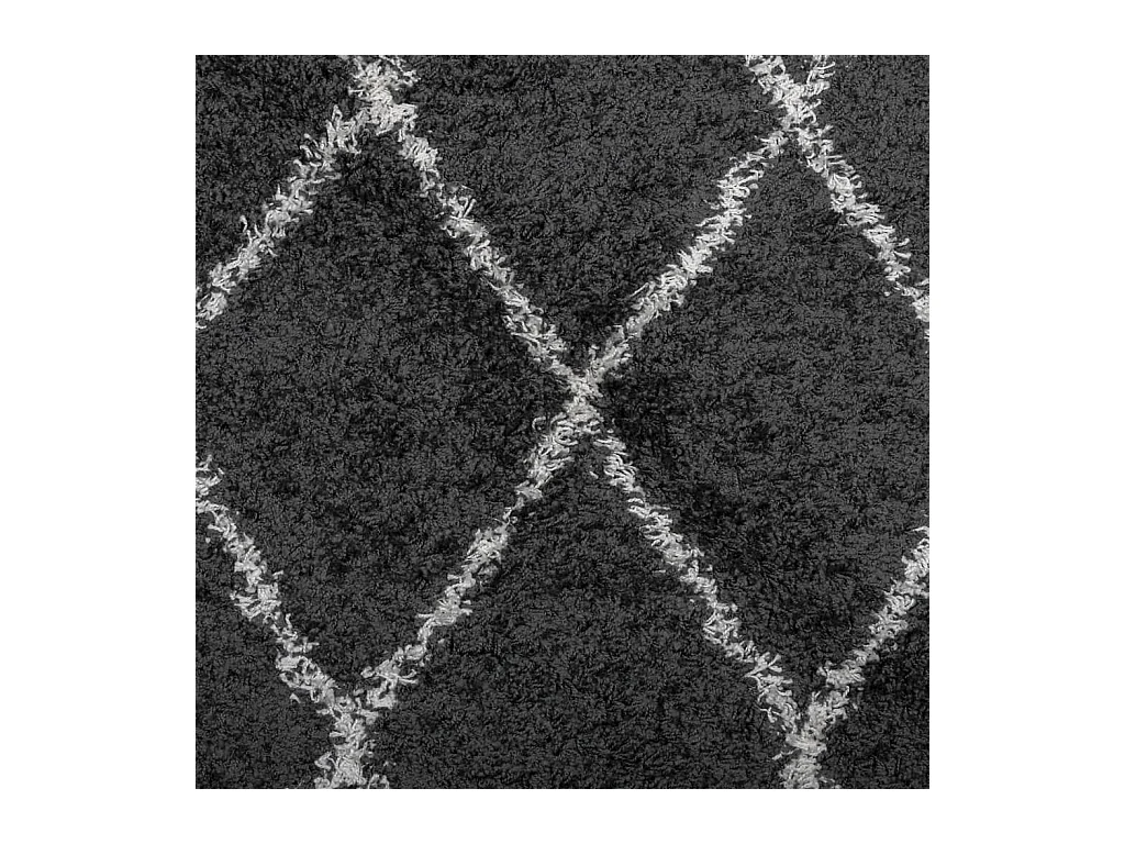 Tapis shaggy à poils longs moderne noir et crème Ø 80 cm