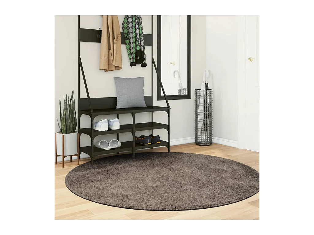 Tapis ISTAN à poils longs aspect brillant gris Ø 160 cm