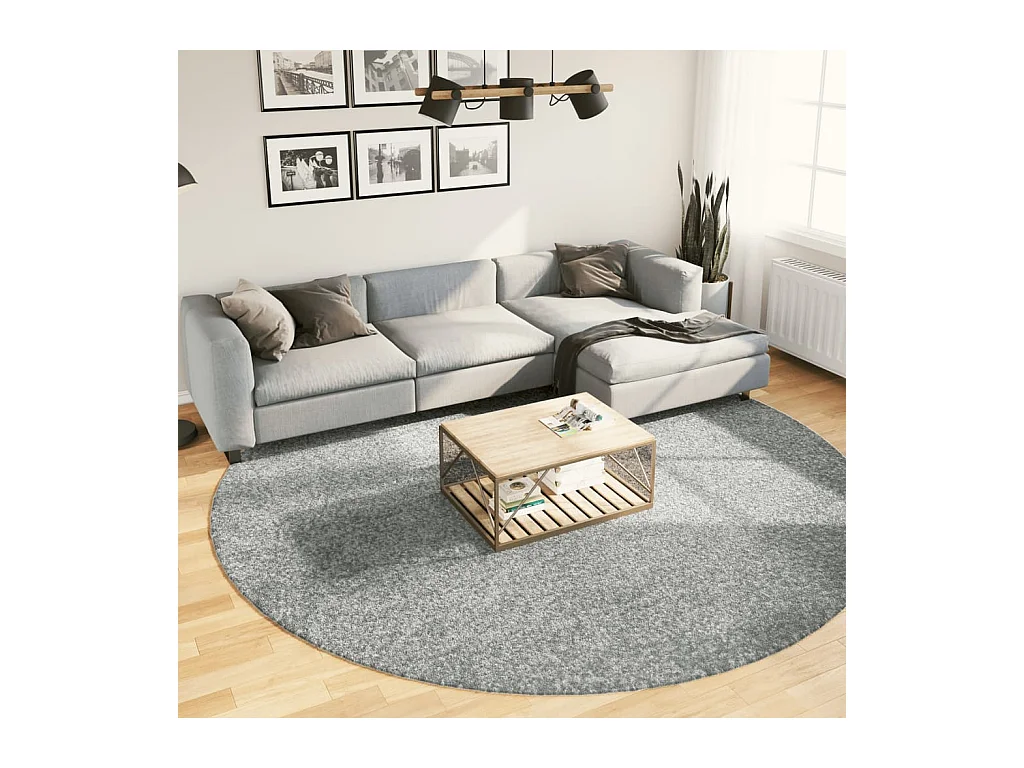 Tapis shaggy PAMPLONA poils longs moderne vert Ø 280 cm