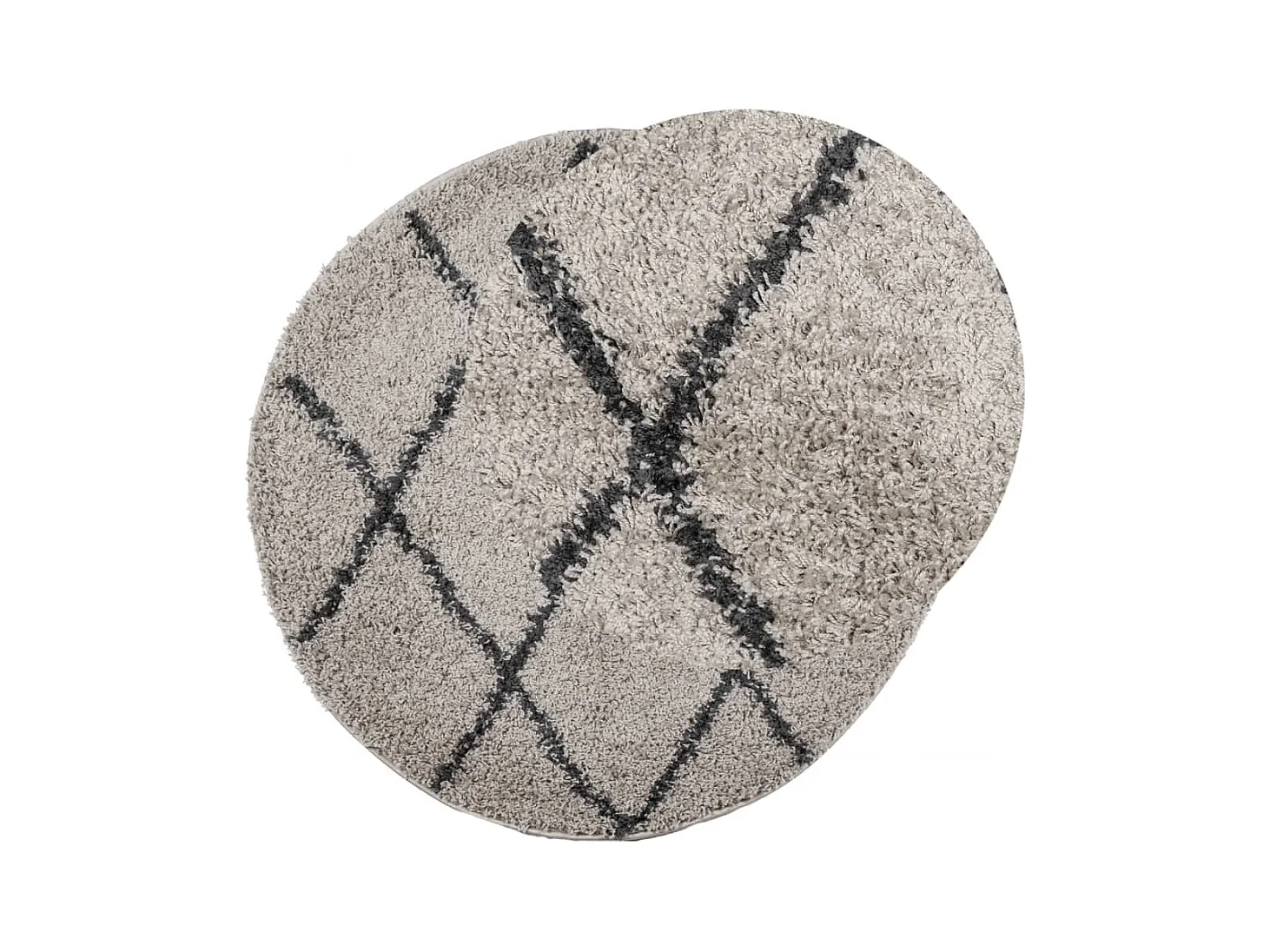 Tapis shaggy à poils longs moderne beige et anthracite Ø 80 cm