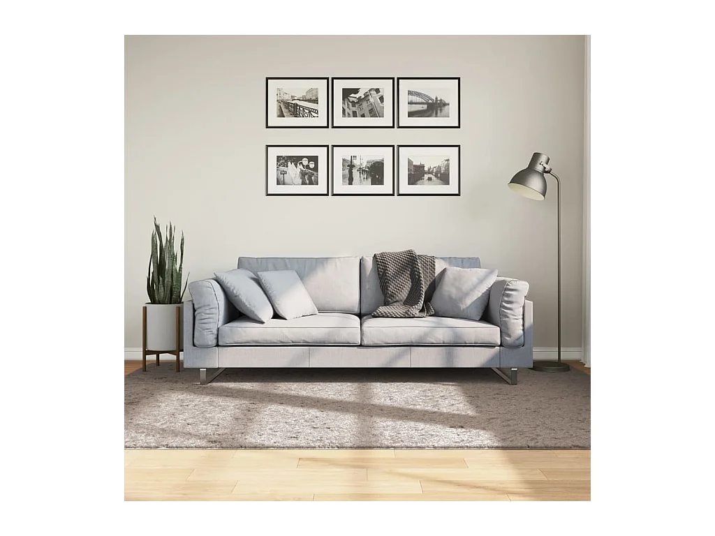 Tapis shaggy PAMPLONA poils longs moderne beige 160x230 cm