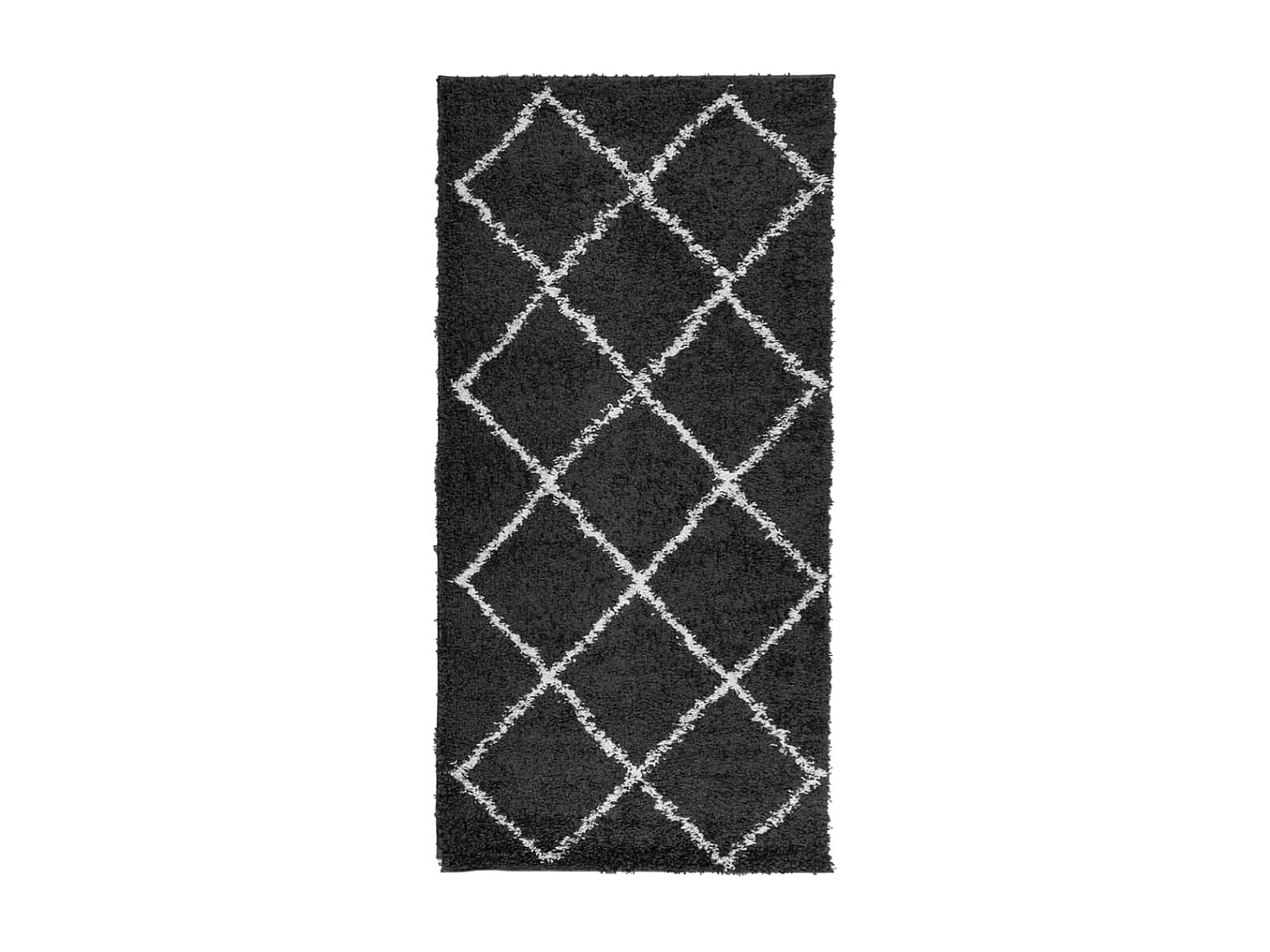 Alfombra de pelo largo moderna PAMPLONA negro y crema 100x200cm