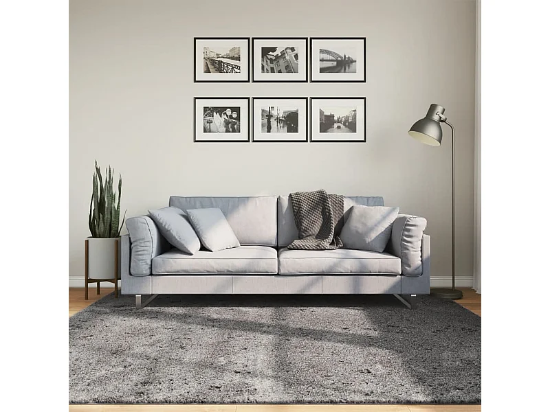 Tapis HUARTE à poils courts doux lavable anthracite 200x200 cm