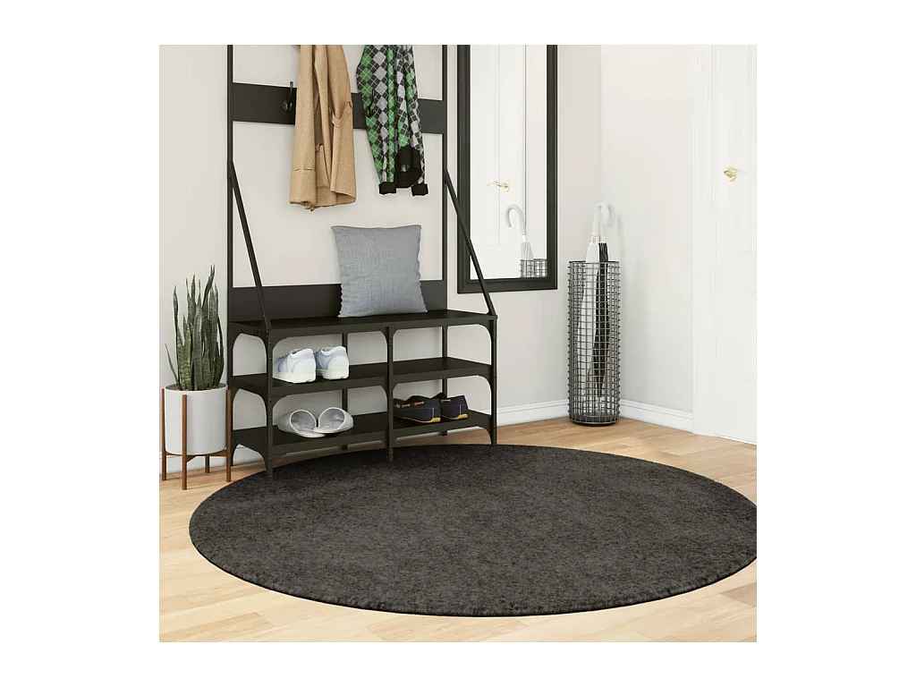 Tapis ISTAN à poils longs aspect brillant anthracite Ø 160 cm