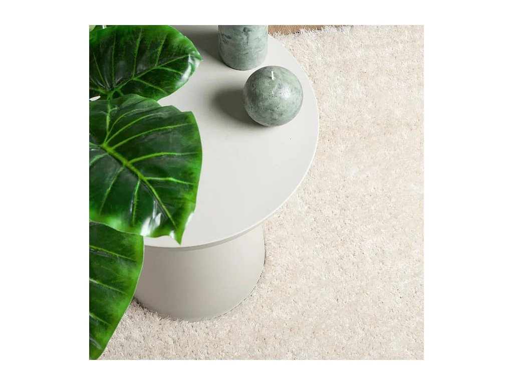 Tapis ISTAN à poils longs aspect brillant crème 140x200 cm