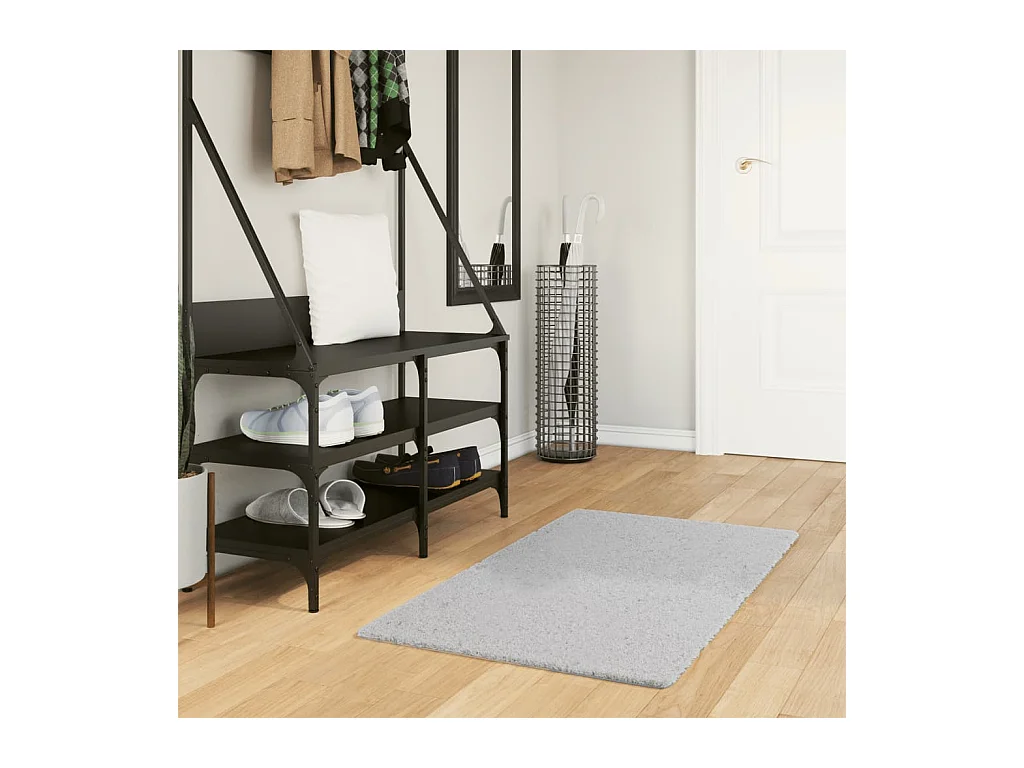 Teppich HUARTE Kurzflor Weich und Waschbar Grau 60x110 cm