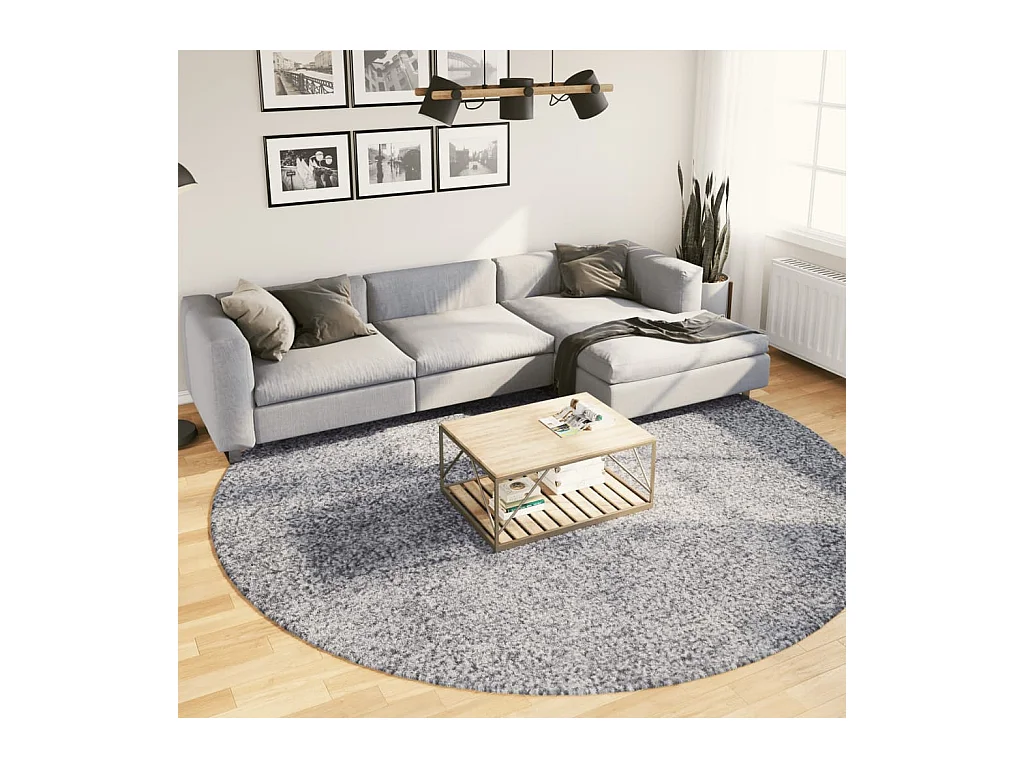 Tapis shaggy PAMPLONA poils longs moderne bleu Ø 280 cm