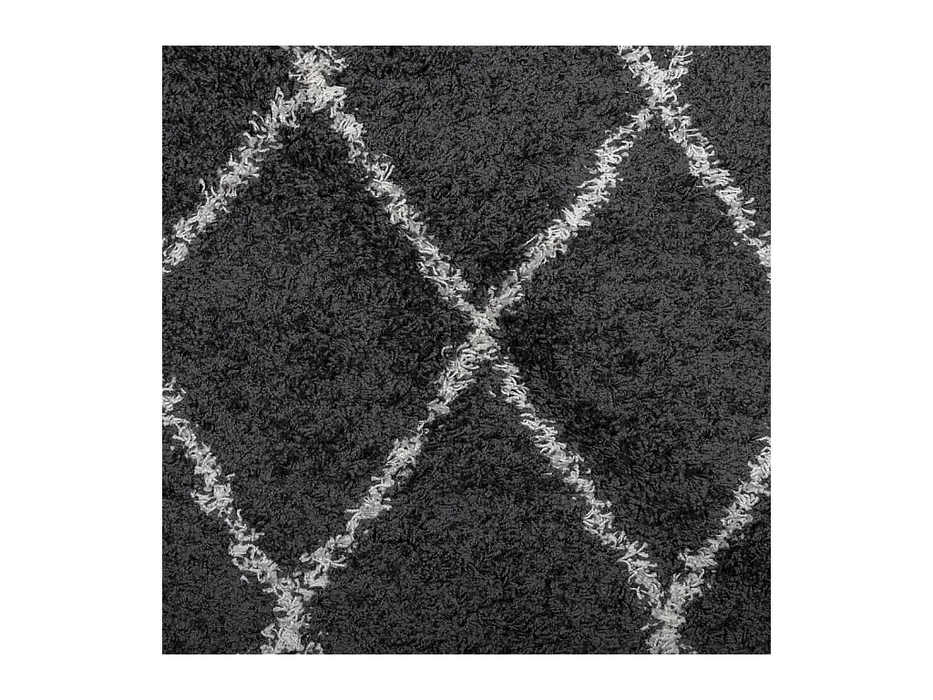 Tapis shaggy à poils longs moderne noir et crème 120x170 cm