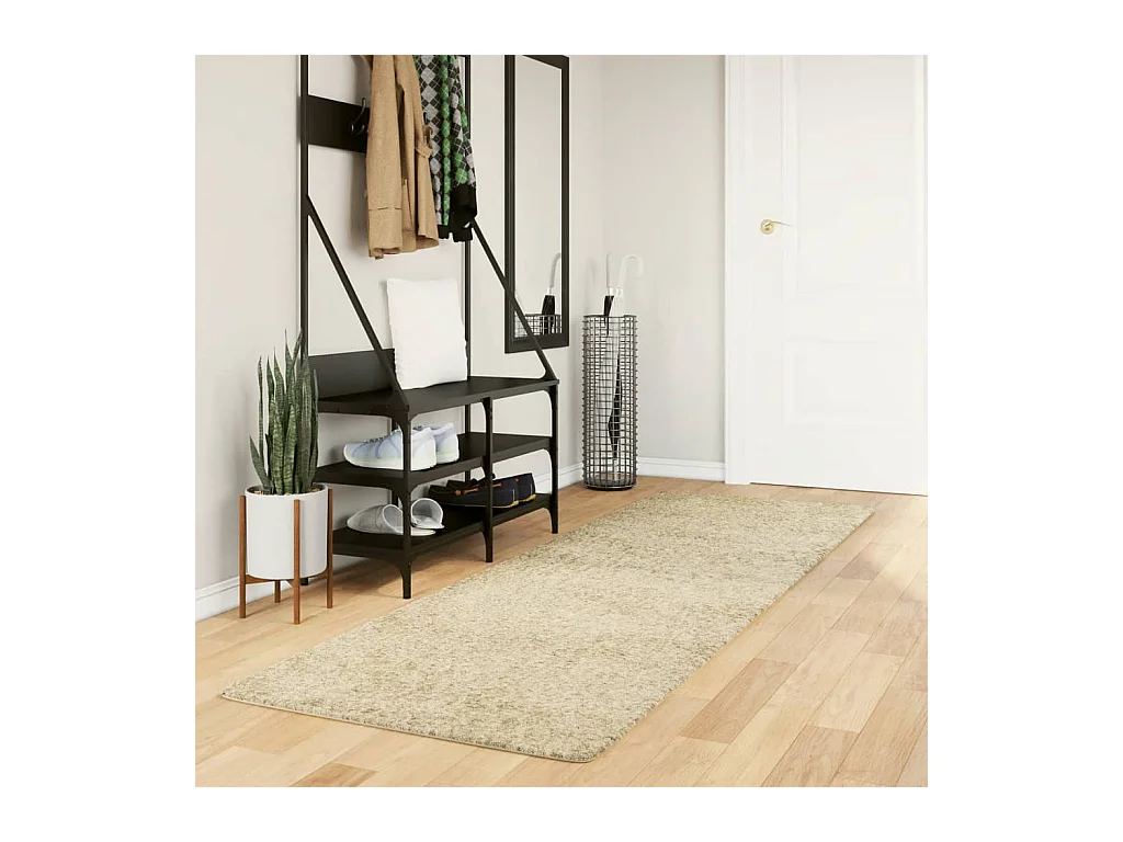 Tapis shaggy PAMPLONA poils longs moderne doré 80x250 cm