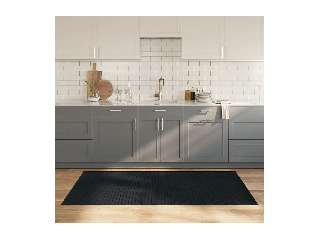 Tapis rectangulaire gris 100x200 cm bambou