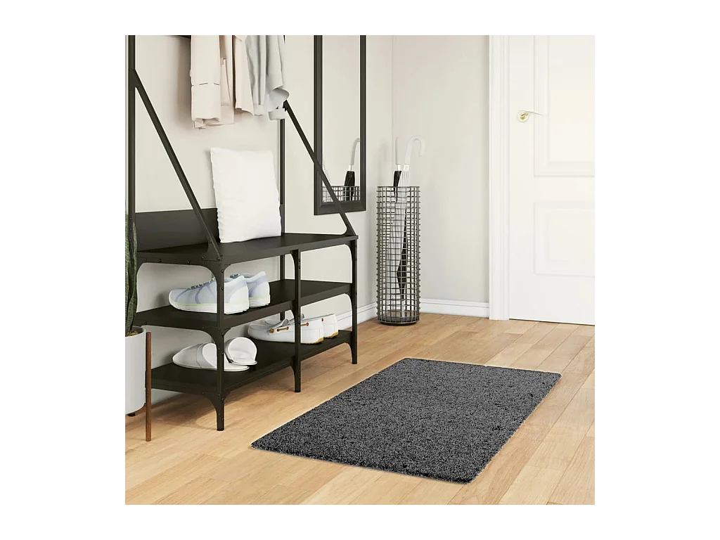 Tapis OVIEDO à poils courts anthracite 60x110 cm