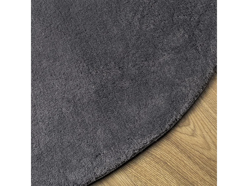 Alfombra de pelo corto suave lavable HUARTE antracita Ø 120 cm