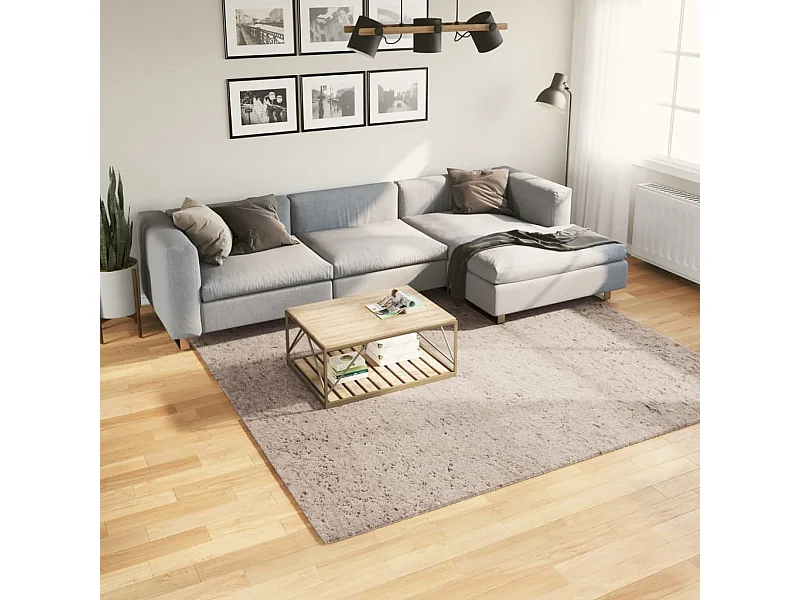 Tapete shaggy de pelo alto PAMPLONA 240x240 cm bege