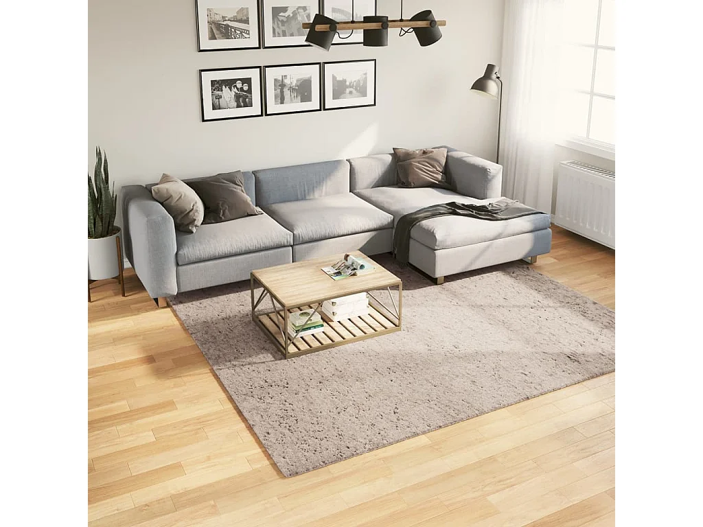 Tapete shaggy de pelo alto PAMPLONA 240x240 cm bege