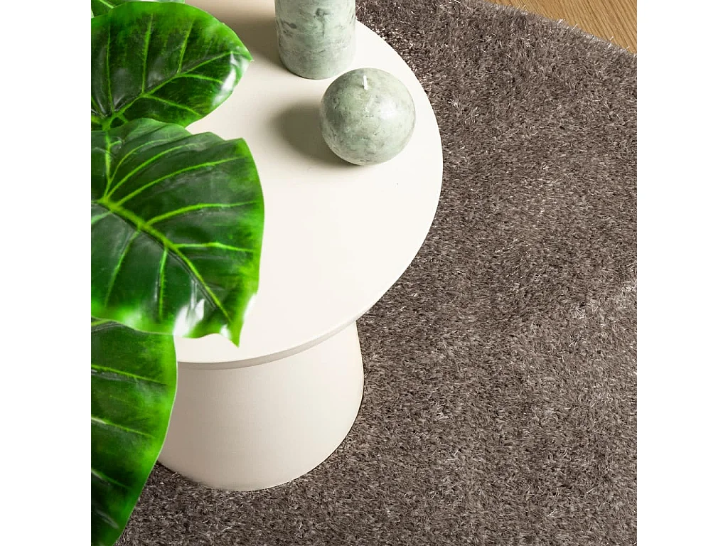 Tapis ISTAN à poils longs aspect brillant gris Ø 100 cm