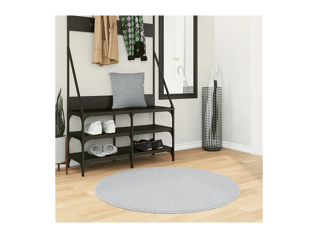 Tapis HUARTE à poils courts doux et lavable gris Ø 100 cm