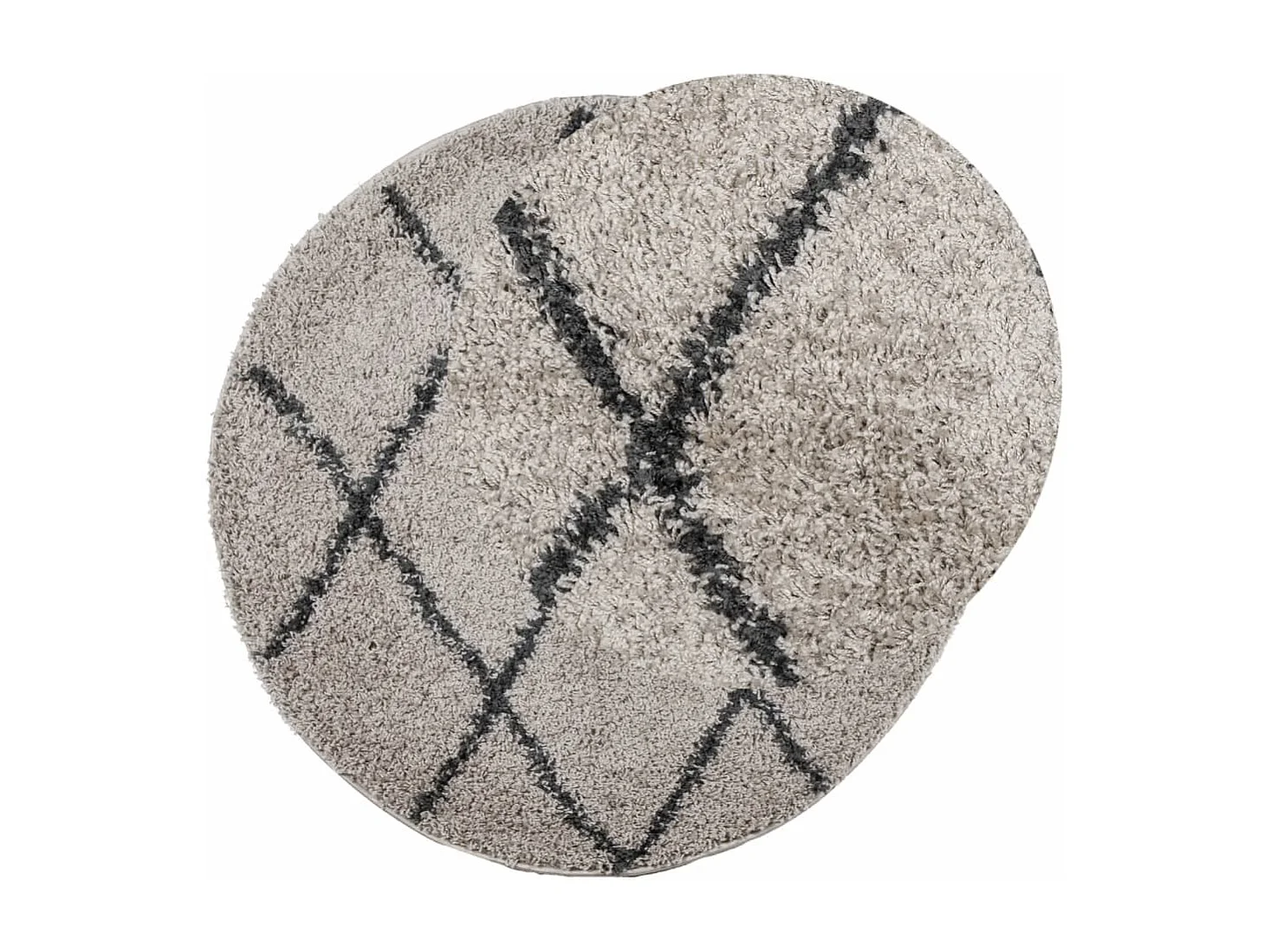 Tappeto Shaggy PAMPLONA a Pelo Lungo Beige e Antracite Ø 240 cm