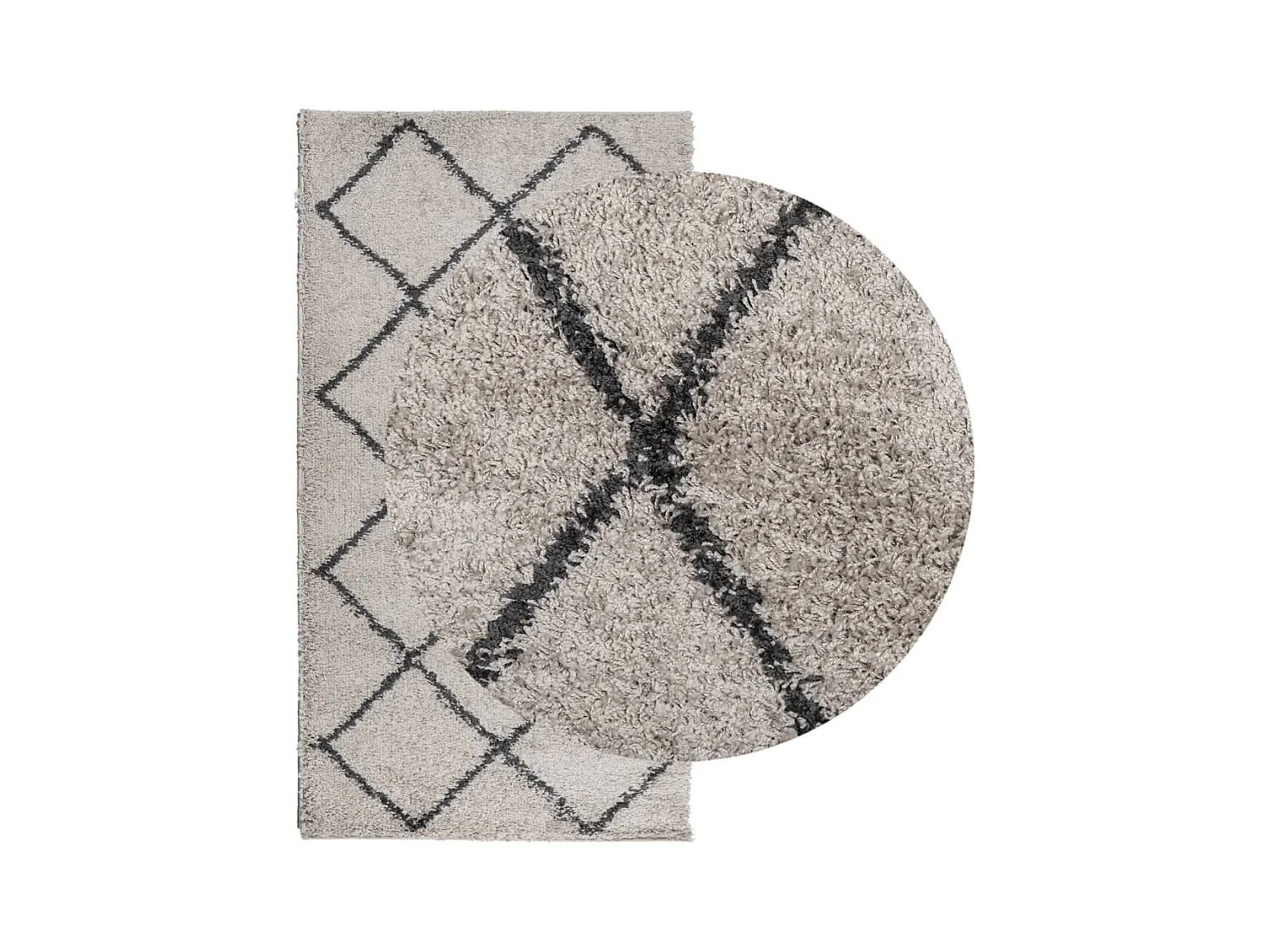Tapis shaggy à poils longs moderne beige anthracite 60x110 cm