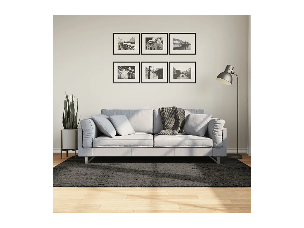Teppich ISTAN Hochflor Glänzend Anthrazit 140x200 cm