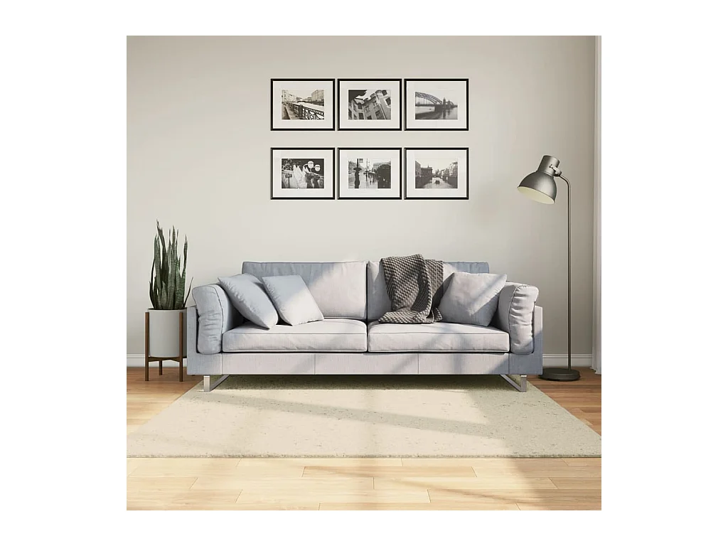 Tapis HUARTE à poils courts doux et lavable crème 160x160 cm