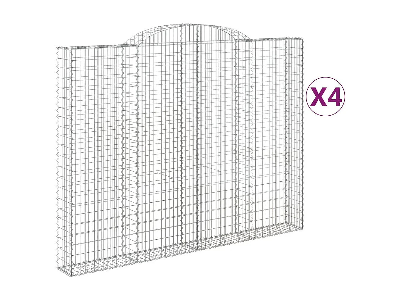 Paniers à gabions arqués 4 pcs 300x30x220/240 cm fer galvanisé
