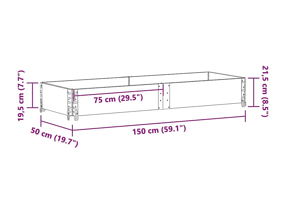 Jardinière marron 150x50 cm bois massif de pin