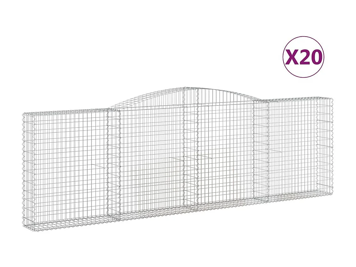 Paniers à gabions arqués 20 pcs 400x30x120/140 cm Fer galvanisé