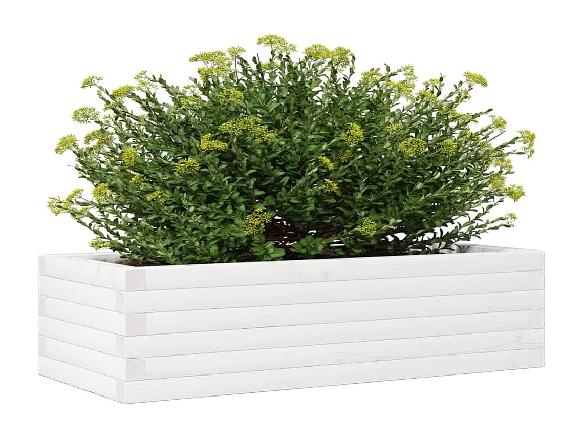 Fioriera da Giardino Bianca 90x40x23 cm Legno Massello di Pino