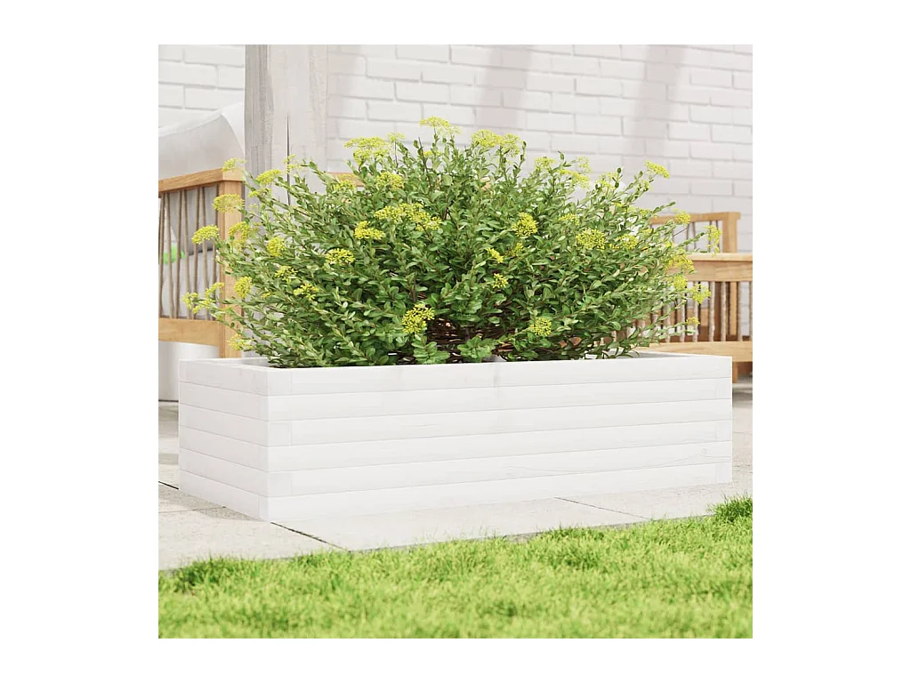 Fioriera da Giardino Bianca 90x40x23 cm Legno Massello di Pino