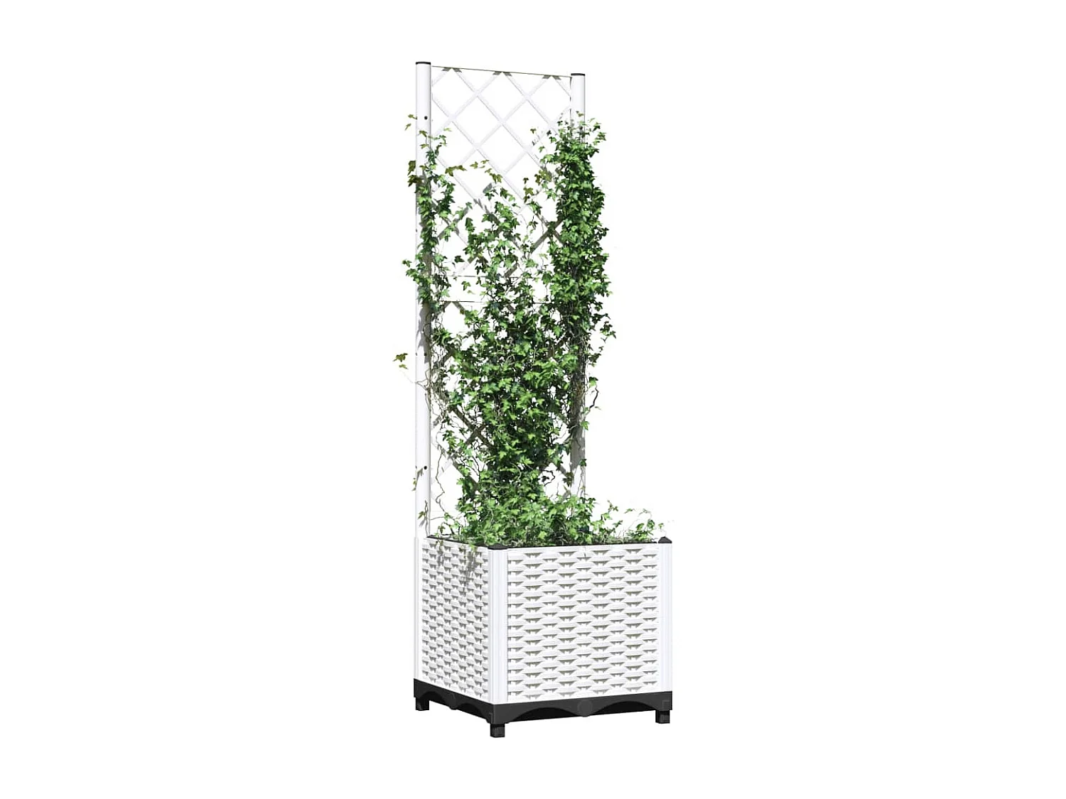 Vaso/floreira jardim c/ treliça 40x40x136 cm PP branco