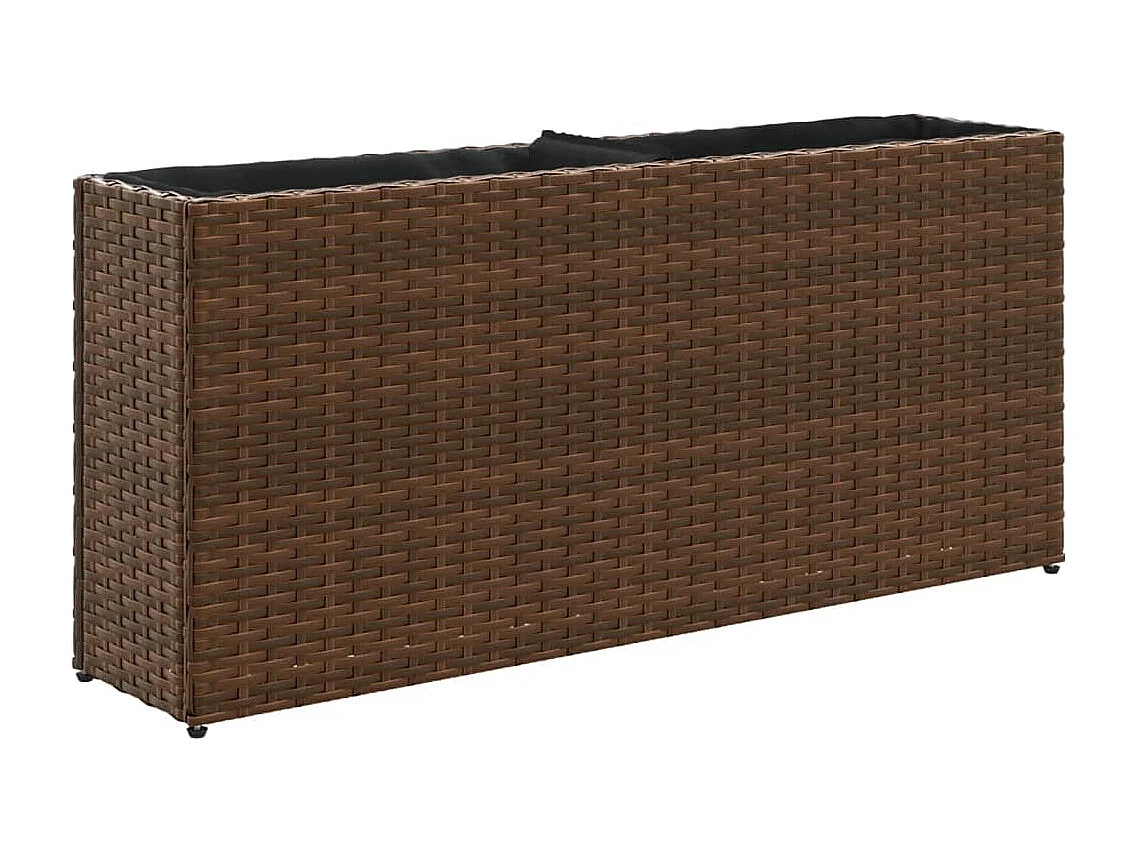 Hochbeet mit 2 Fächern Braun 90x20x40 cm Poly Rattan
