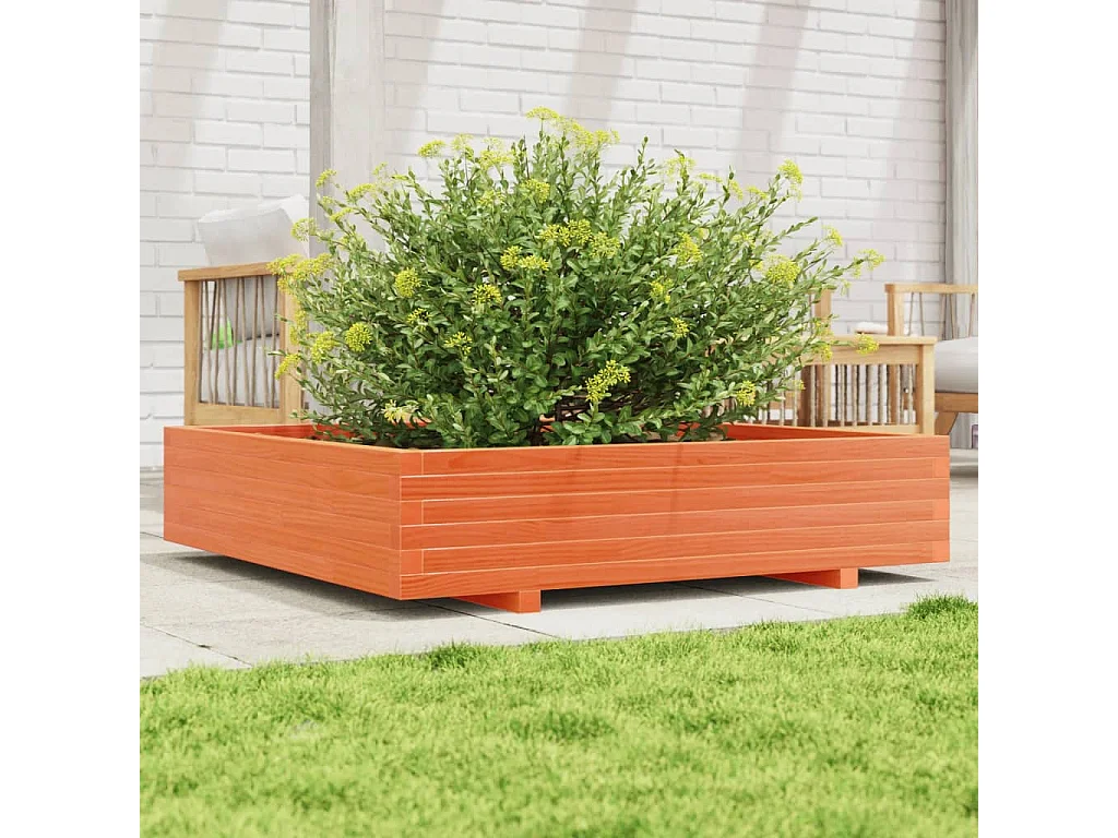 Jardinière cire marron 110x110x26,5 cm bois de pin massif