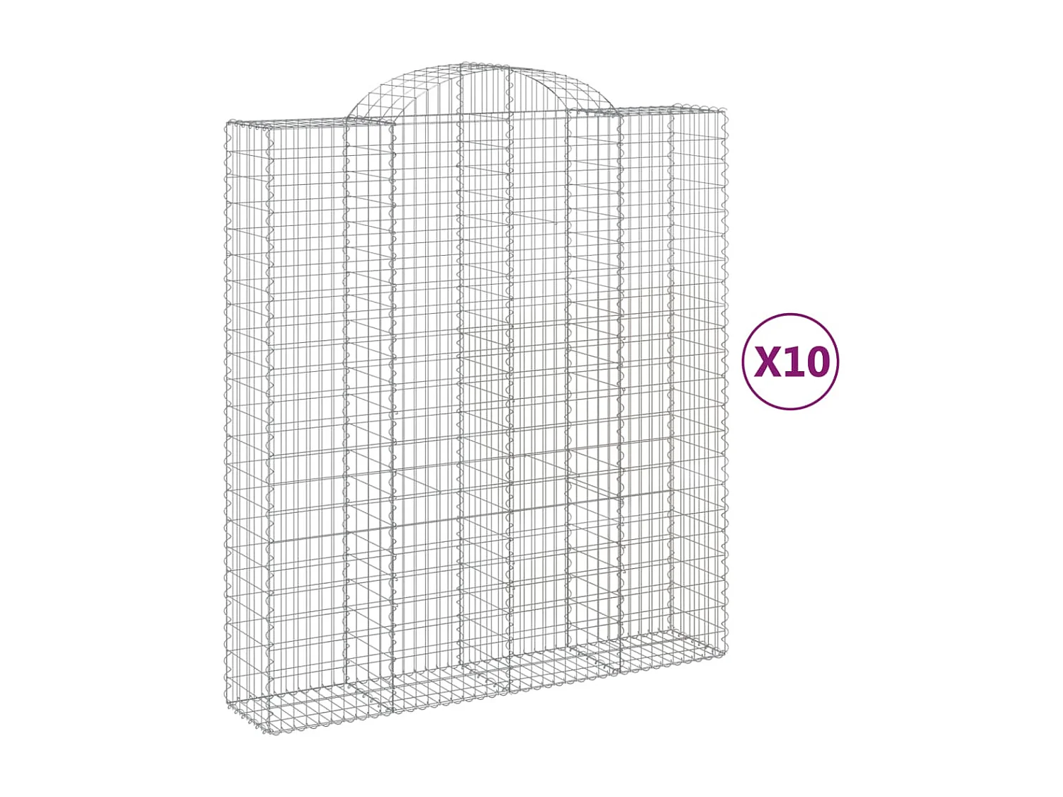 Paniers à gabions arqués 10 pcs 200x50x220/240 cm Fer galvanisé