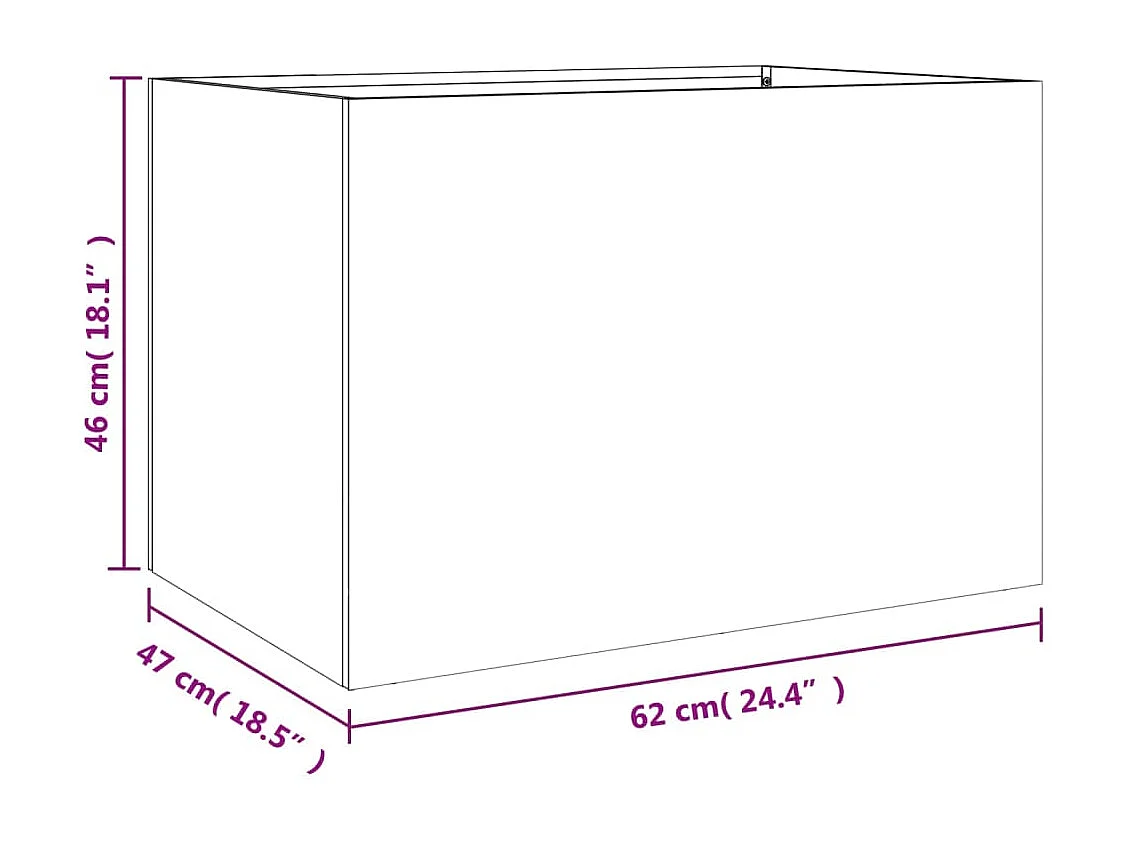 Vaso/floreira 62x47x46 cm aço galvanizado prateado