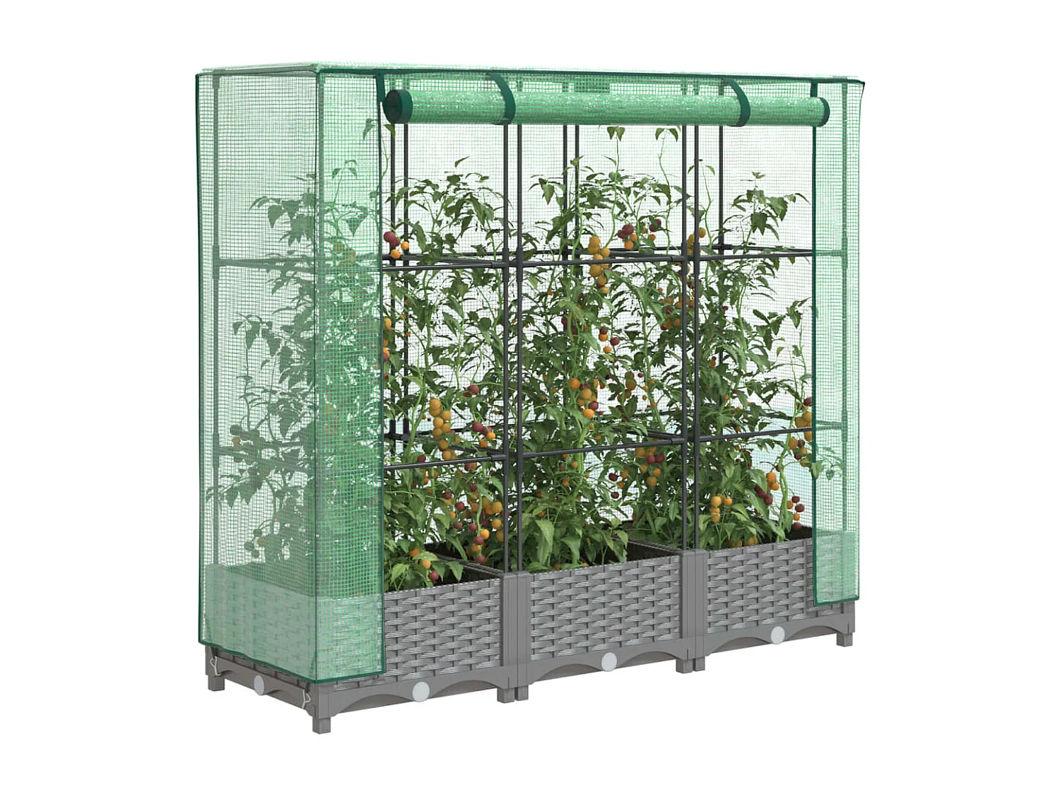 Jardinière surélevée avec housse aspect rotin 120x40x123 cm