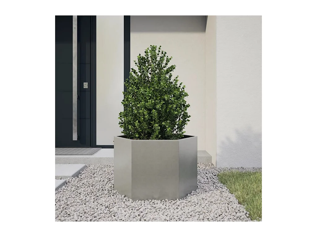 Fioriera da Giardino Esagono 69x60x45 cm in Acciaio Inox
