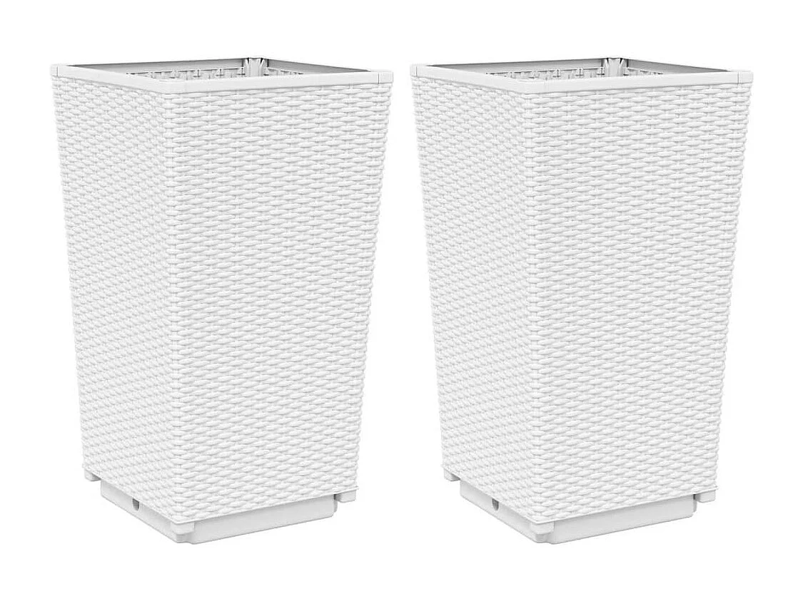 Plantenbakken 2 st 32,5x32,5x57 cm polypropeen wit