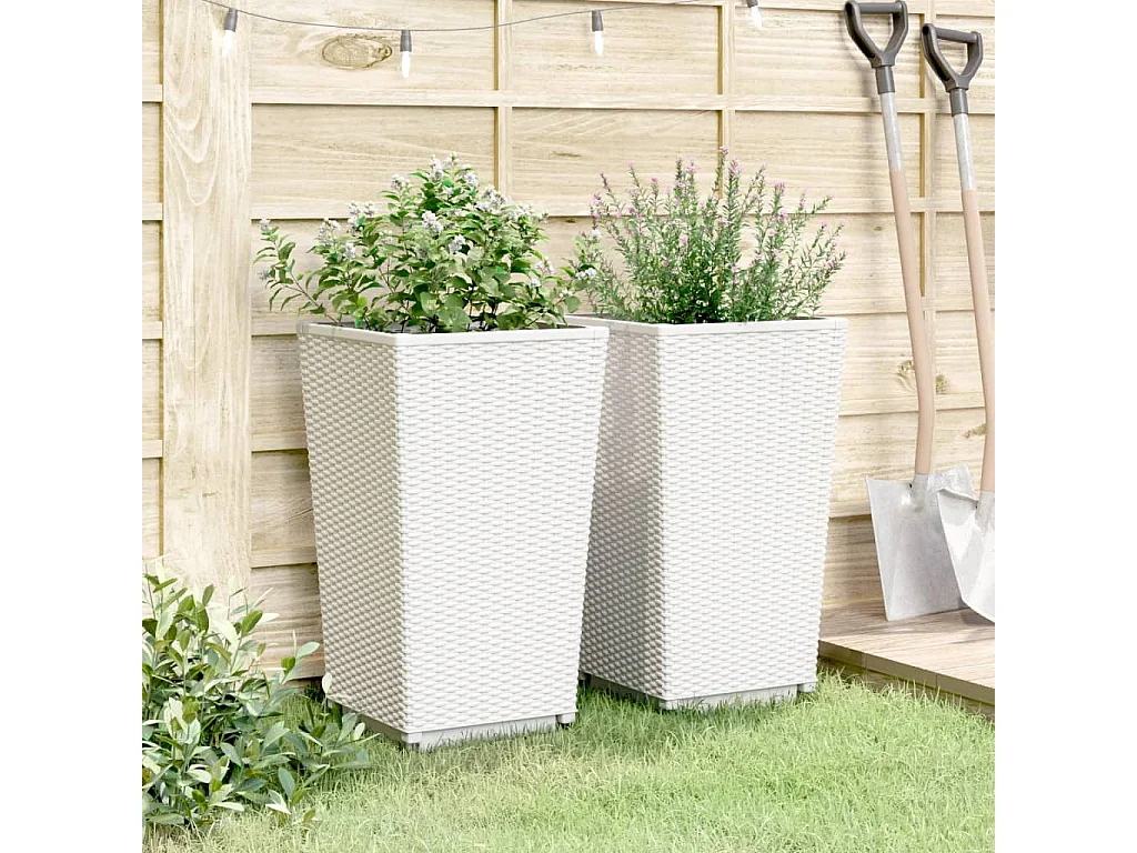 Plantenbakken 2 st 32,5x32,5x57 cm polypropeen wit