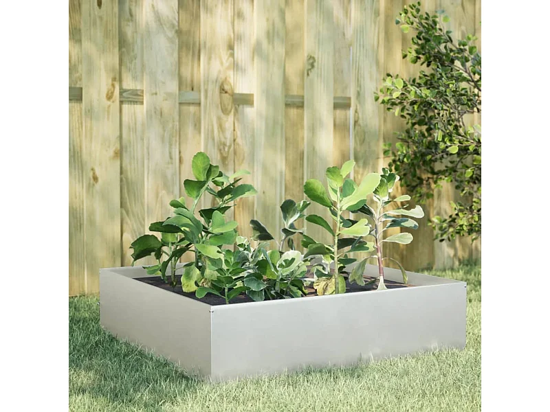 Fioriera Rialzata da Giardino 100x100x25 cm in Acciaio Inox