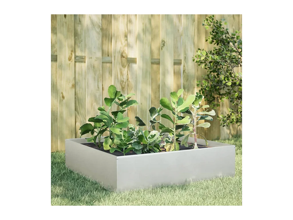 Fioriera Rialzata da Giardino 100x100x25 cm in Acciaio Inox