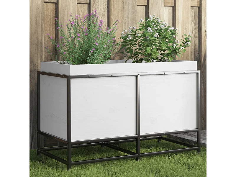 Plantenbak 80x40x50 cm massief grenenhout wit