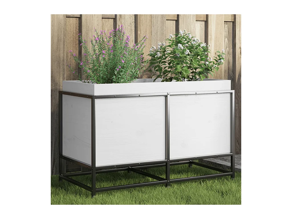 Plantenbak 80x40x50 cm massief grenenhout wit
