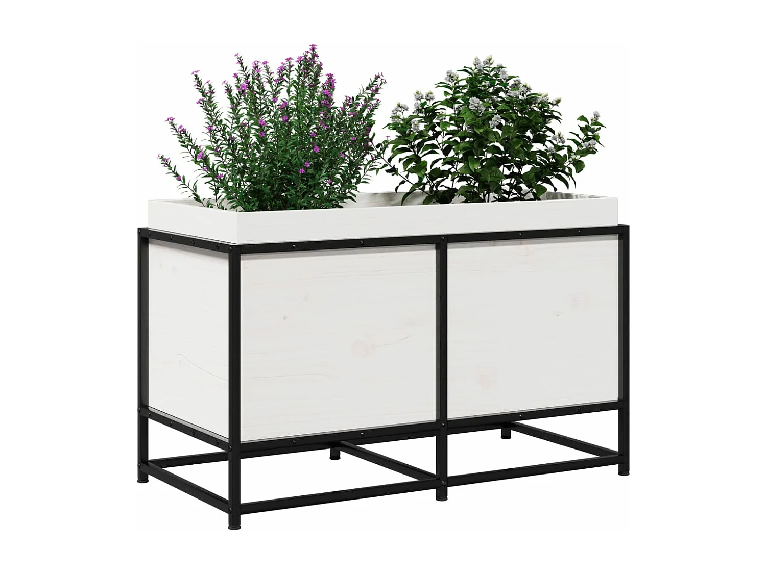 Jardinière blanc 80x40x50 cm bois de pin massif