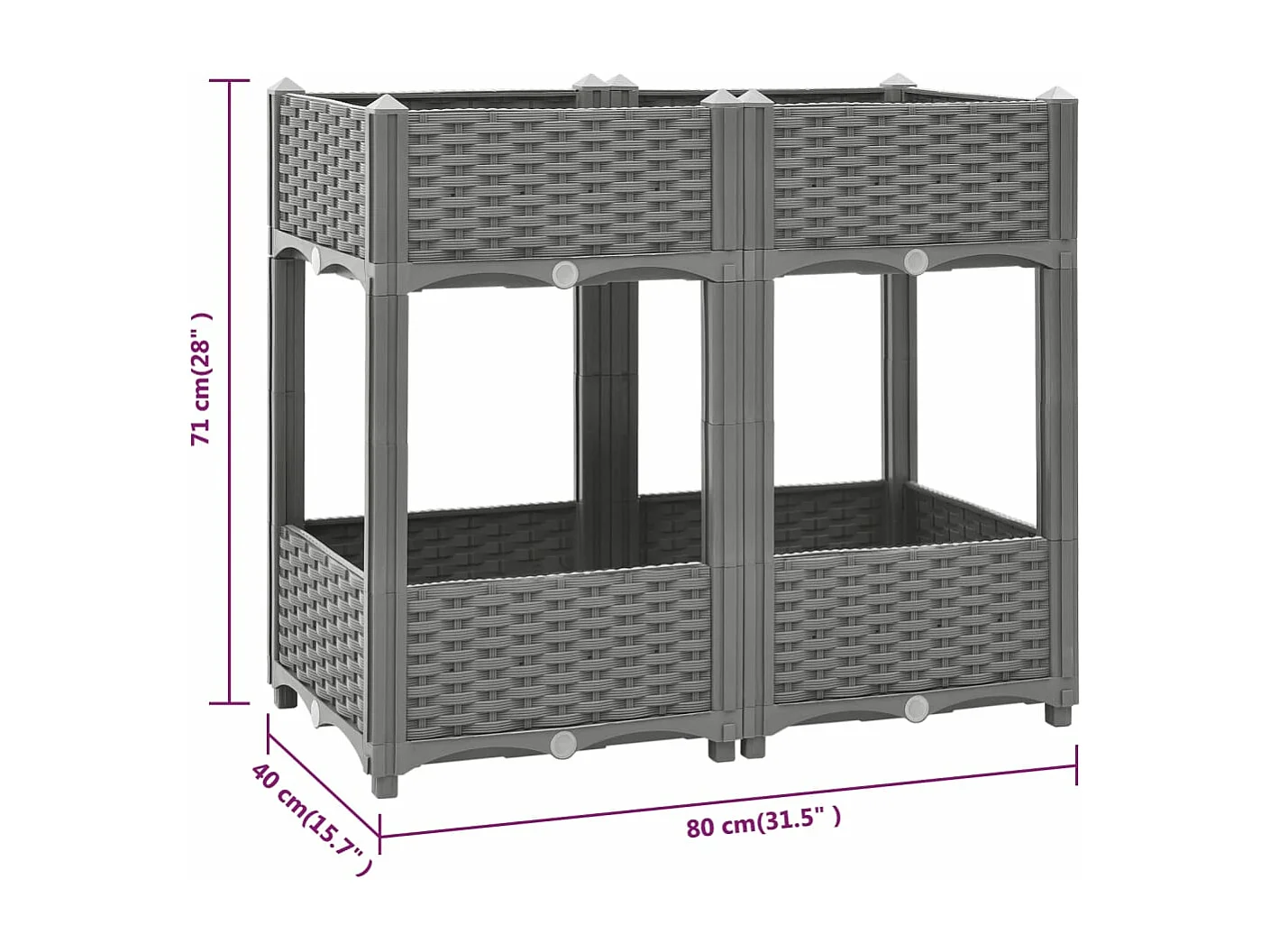Fioriera Rialzata 80x40x71 cm in Polipropilene