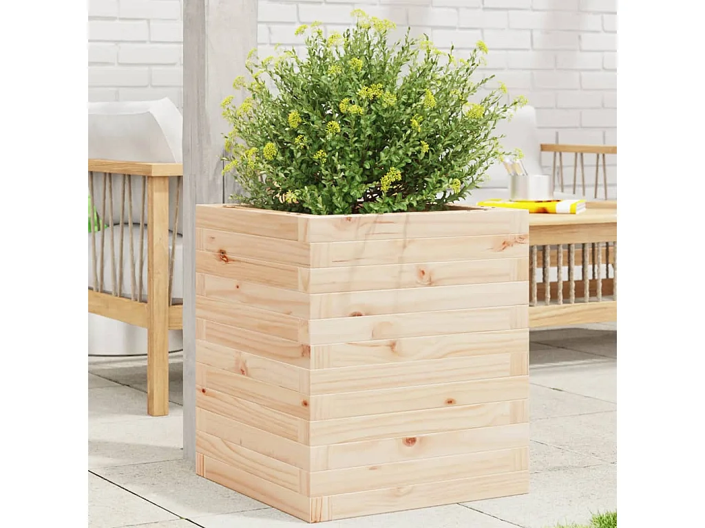 Fioriera da Giardino 40x40x46 cm in Legno Massello di Pino