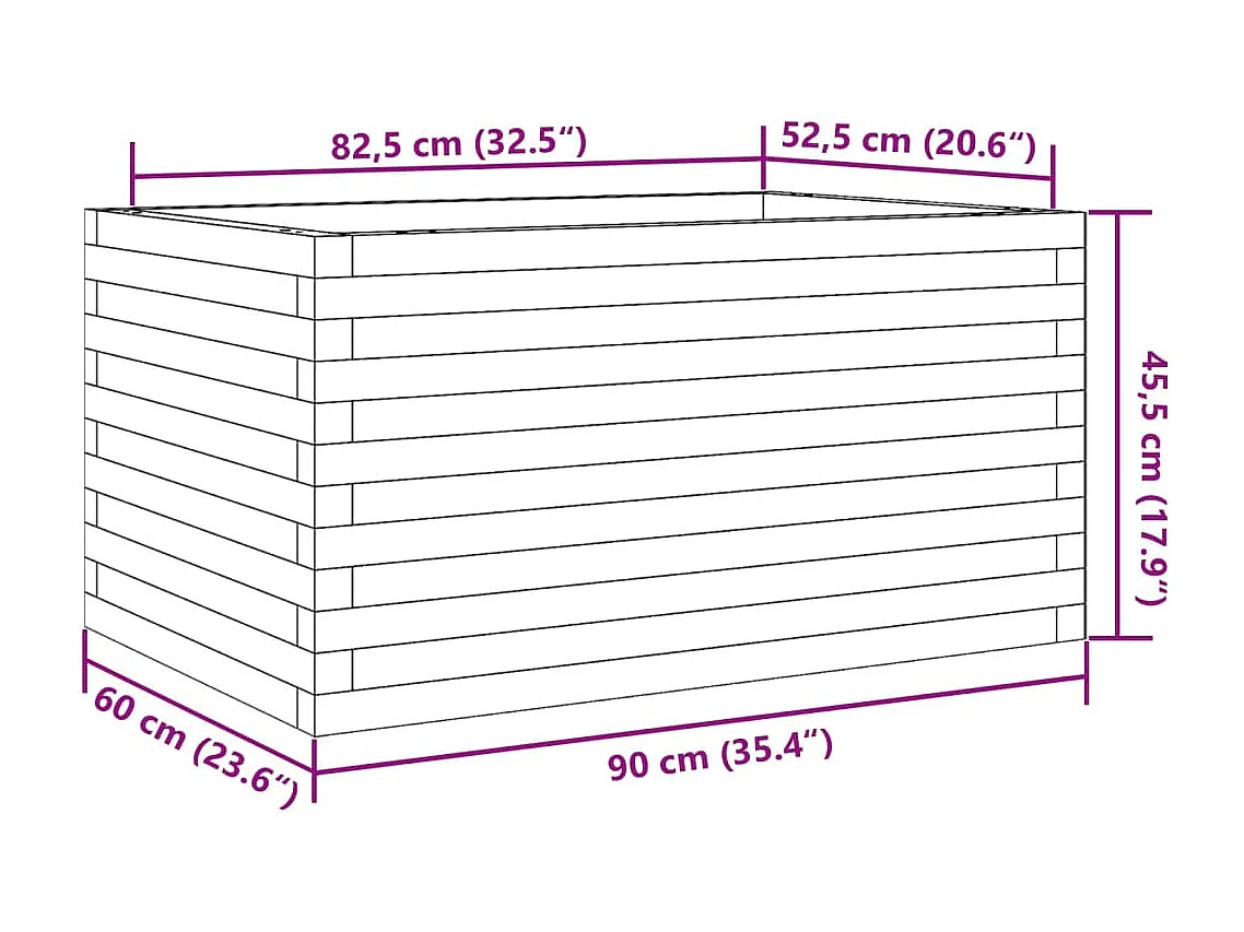 Jardinière blanc 90x60x45,5 cm bois de pin massif